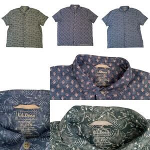 L.L. Bean Lot Of 3 Men's Size XL Reg Traditional Fit Hawaiian Short Sleeve Shirt